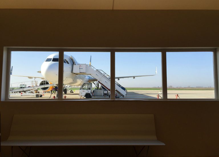 Plane viewed from terminal window