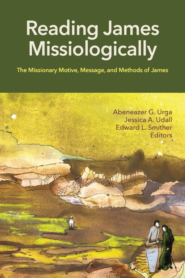 Book cover of 'Reading James Missionologically' with abstract landscape art.