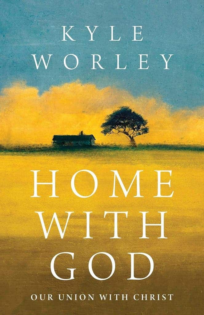 Book cover of 'Home With God' by Kyle Worley, featuring a tree and house silhouette.